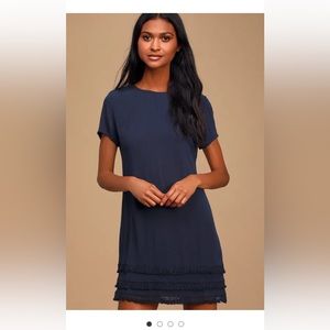 Lulu's Buenos Aires mini shift dress navy